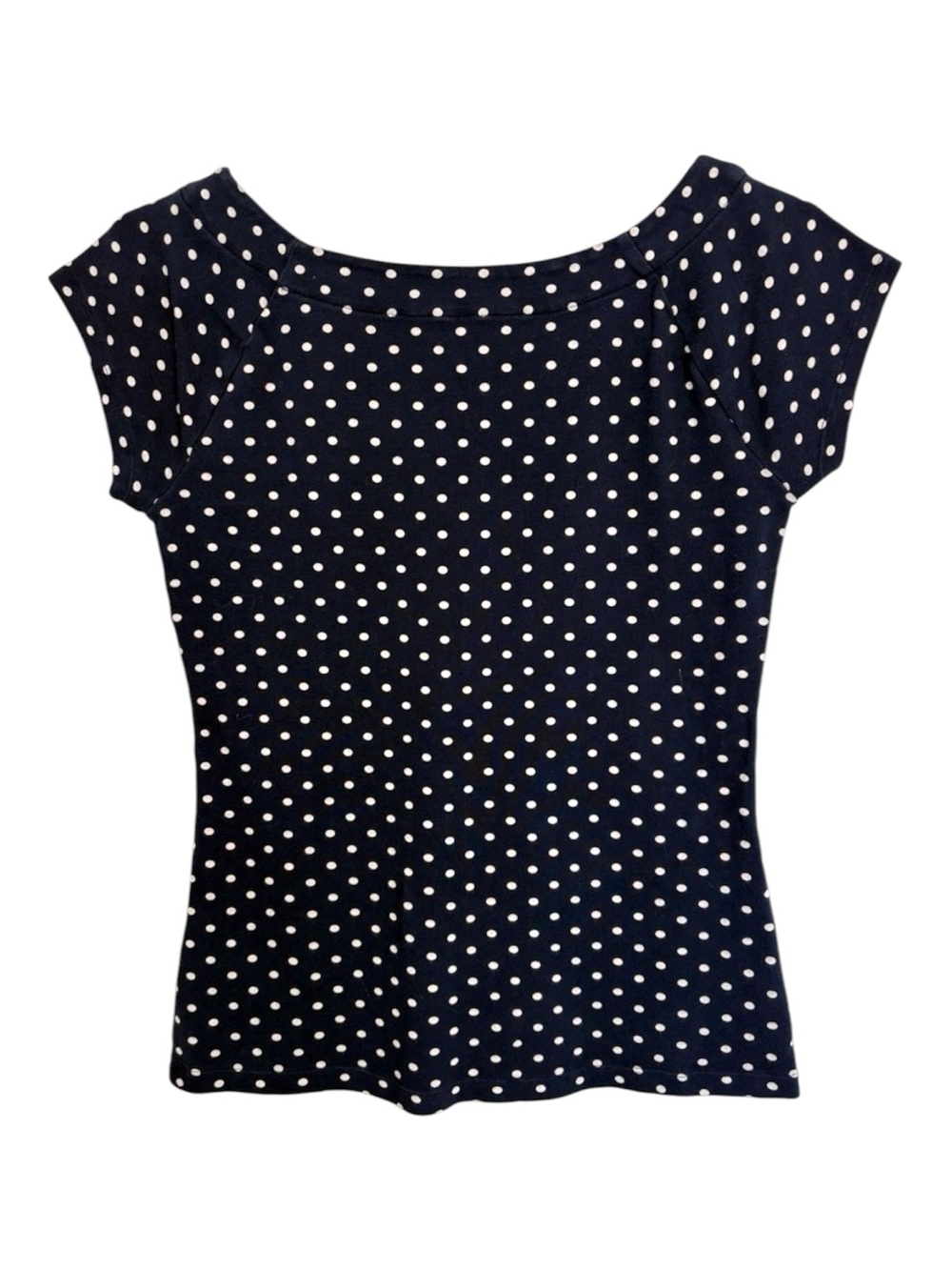 Lauren Ralph Lauren Navy Polka Dot Cotton T-shirt Size M